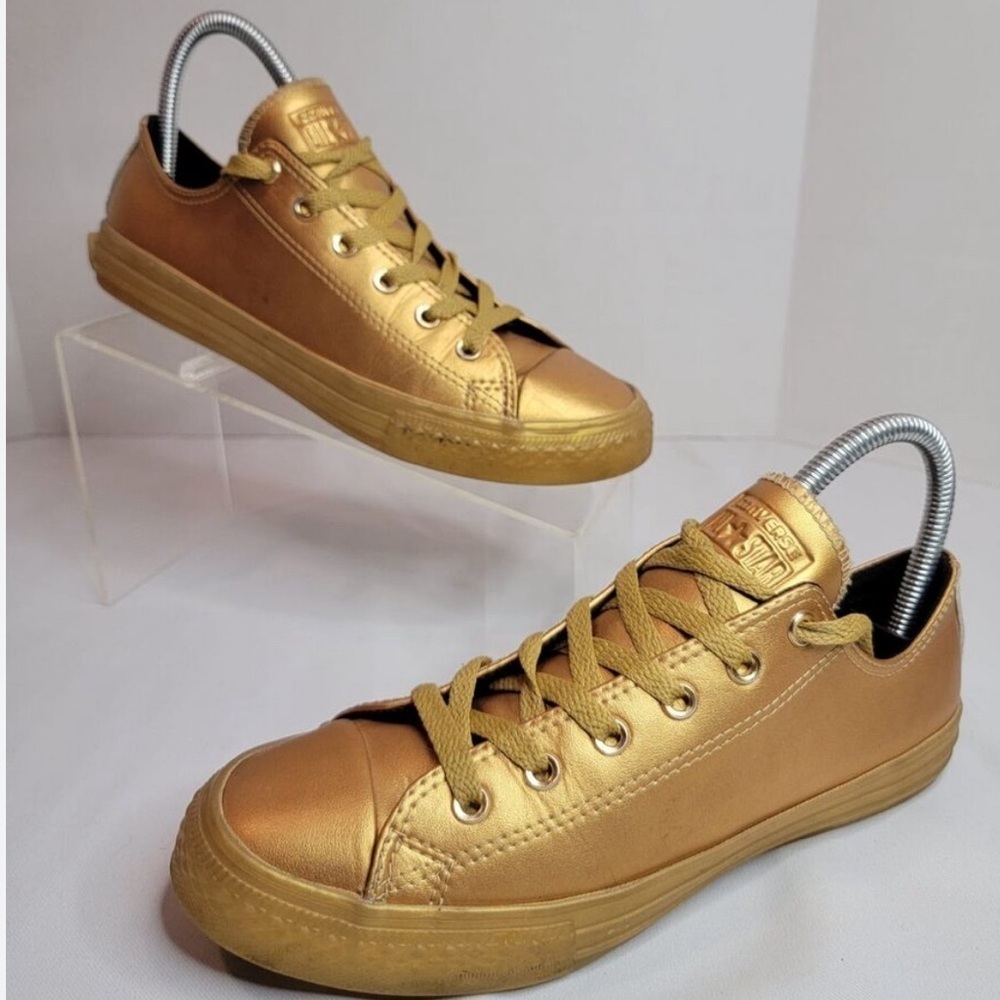 Unique Converse All Star Chuck Low Top Sneakers Metallic Gold Y4